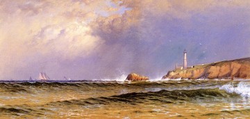 Scène côtière avec phare Plage Alfred Thompson Bricher Peinture à l'huile
